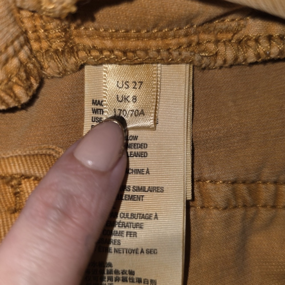 We the Free Flare Corduroy Pants Women 27 Pull-on Gold Yellow Tan Western Boho - Picture 9 of 14